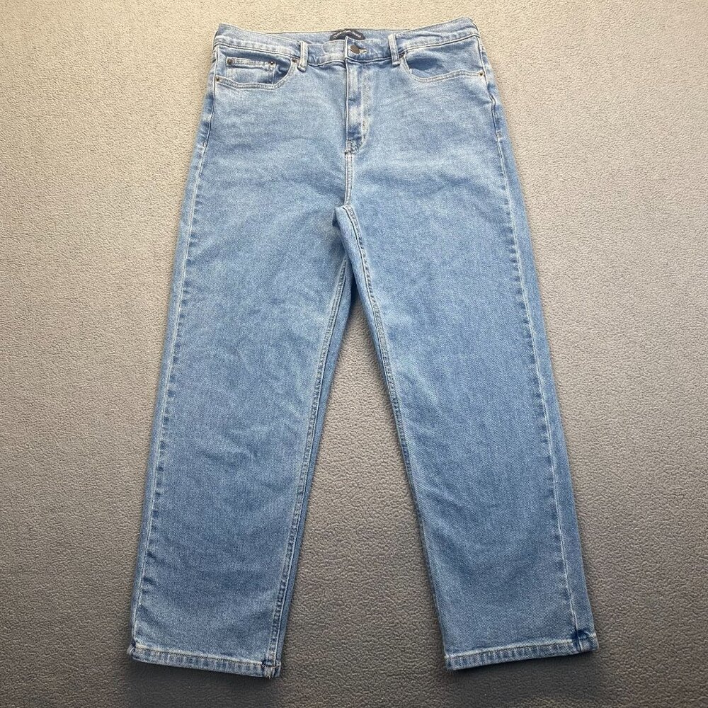 Calvin Klein Jeans Women Size 14 Blue Denim Cotton Straight Leg Workwear Stretch